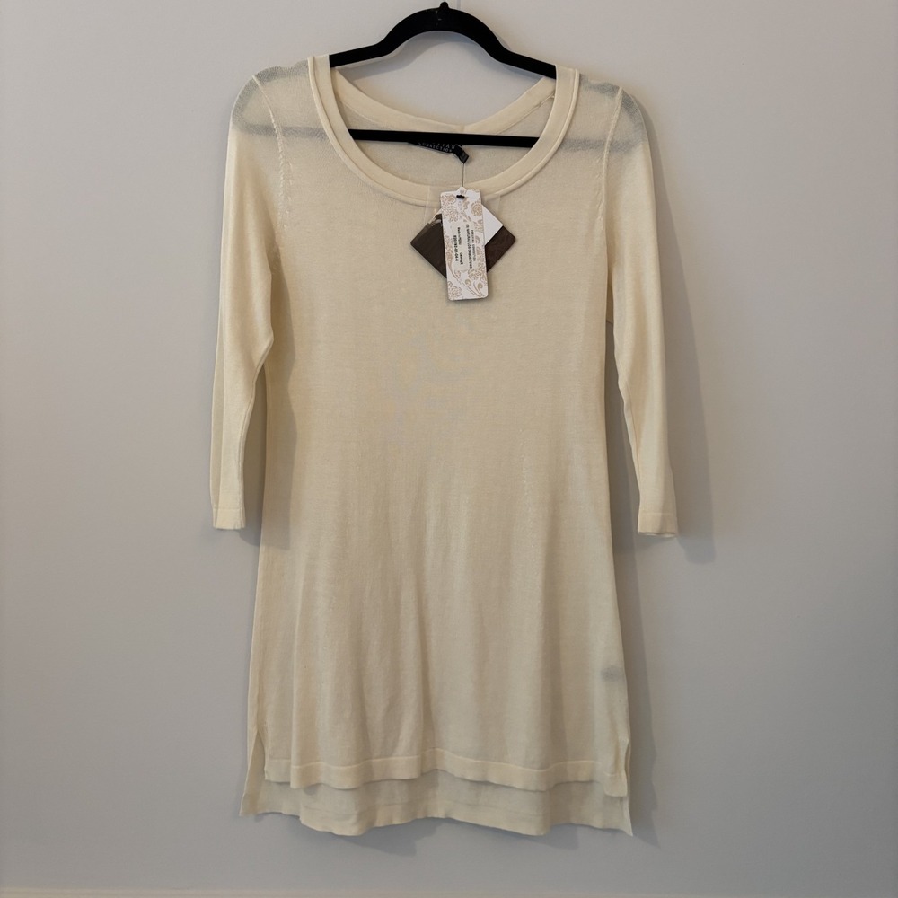 NWT Peruvian Connection Pima Cotton Lyocell Knit Tunic Top Cream S Lightweight